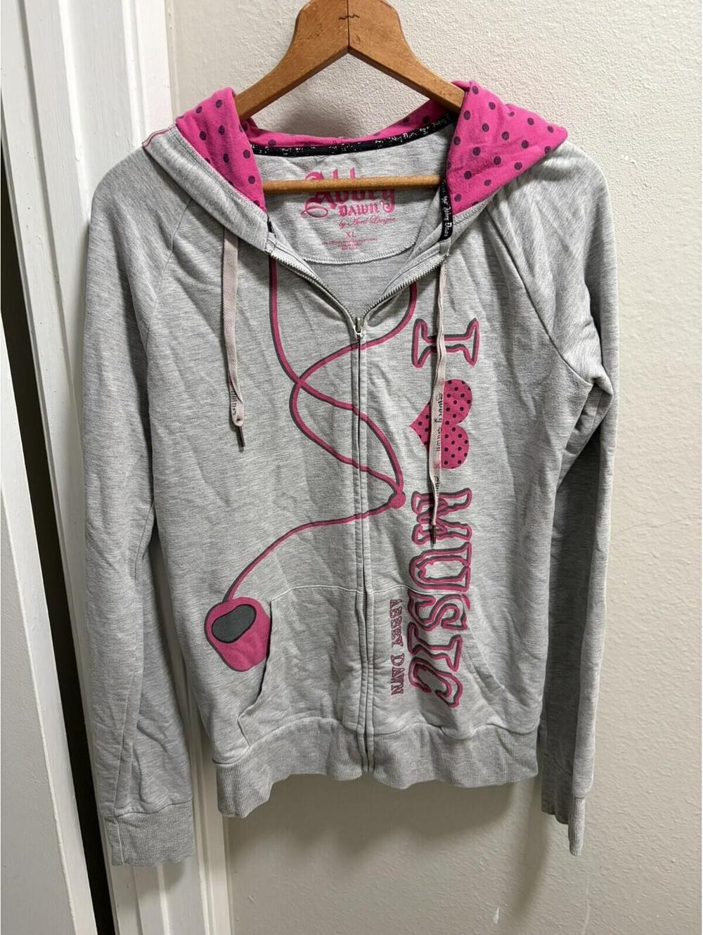 Y2K Abbey Dawn Avril Lavigne I Love Music Zip Up Hoodie XL